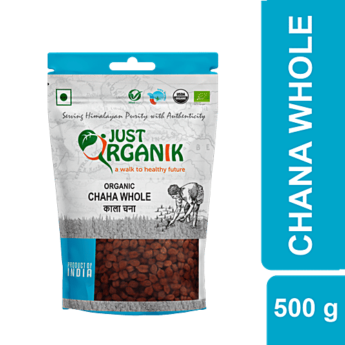 Just Organik Chana Whole (Kala Chana), 500 g  GMO Free, Chemical Free, Pesticide Free