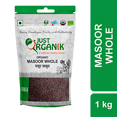 Just Organik Masoor Whole, 1 kg  
