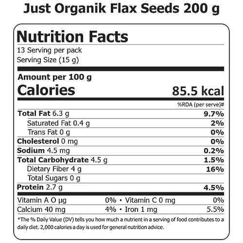 Just Organik FlexSeeds, 200 g  No Cholesterol, No Trans Fat