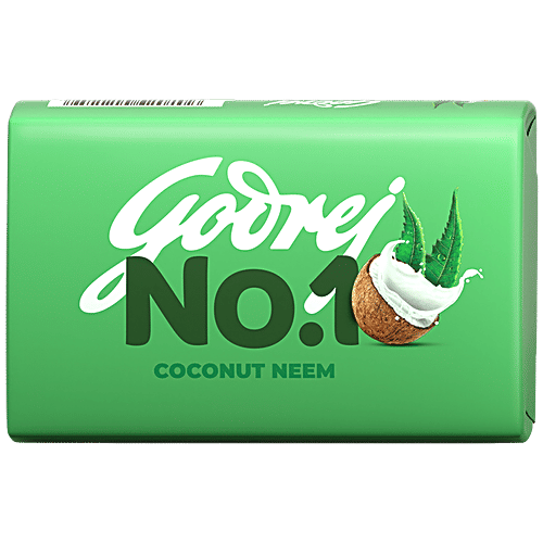 Godrej No.1 Coconut & Neem Bathing Soap, Gives Silky Smooth Skin, 150 g (Pack of 4) With Natural Oils