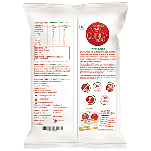 Buy The Green Snack Co Quinoa Puffs Saucy Salsa 50 Gm Online At Best