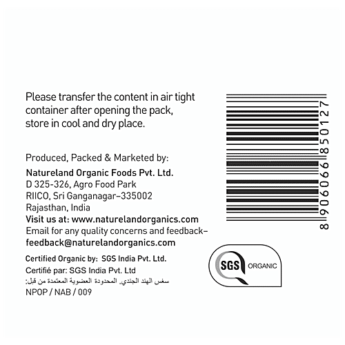 Natureland Organics Whole Wheat Flour, 5 kg Pouch Zero Cholesterol