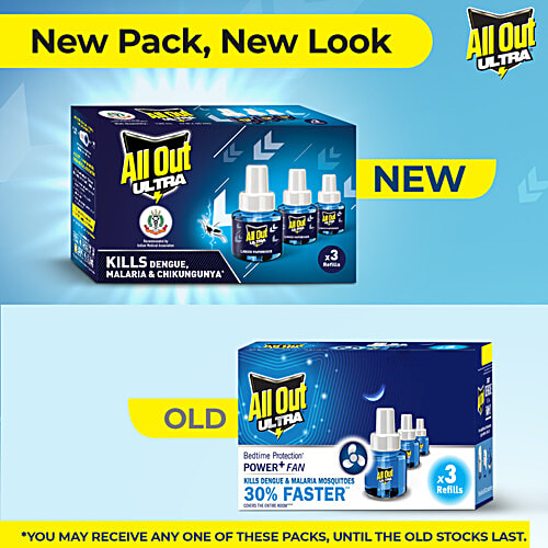 All Out Ultra Liquid Vaporizer Mosquito Repellent Refills - Kills Dengue, Malaria, & Chikungunya Mosquitoes, 45 ml (Pack of 3) 