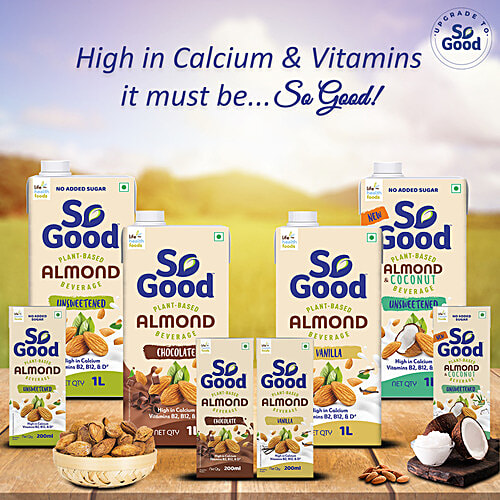 So Good Almond Milk - Natural, Unsweetened, 1 L  