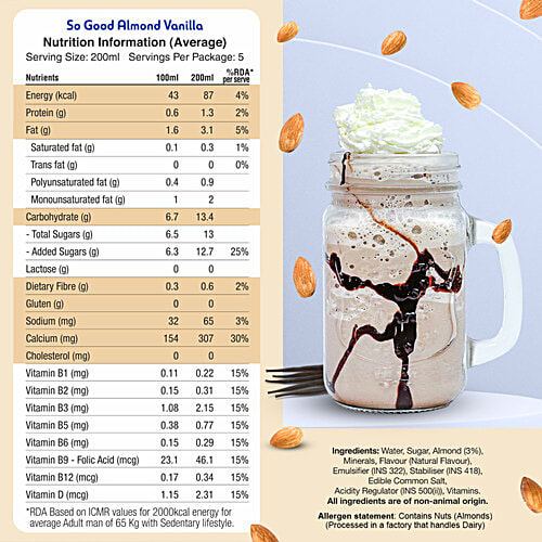 So Good Plant-Based Almond Beverage - Vanilla, 1 L  