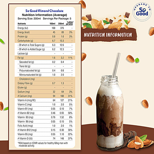 So Good Almond Milk - Chocolate, 1 L  