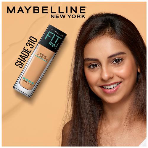 Maybelline New York Fit Me Matte+Poreless Liquid Foundation, 30 ml 310 Sun Beige Super Blendable, Natural Matte Finish