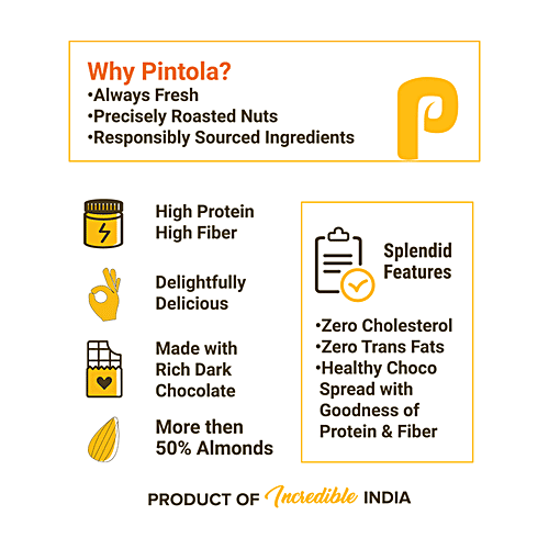 Pintola Almond Butter With Dark Chocolate & 51% Almonds - Creamy, 350 g  