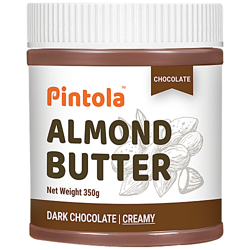 Pintola Almond Butter With Dark Chocolate & 51% Almonds - Creamy, 350 g  