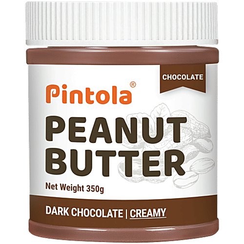 Pintola Dark Chocolate Peanut Butter - Creamy, With 18.6g Protein & 5.2g Fiber, 350 g Creamy, Rich in Protein & Fibre,