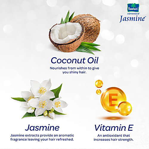 Parachute Advansed Jasmine Coconut Hair Oil With Vitamin E - Non-Sticky, For Healthy Shiny Hair, 500 ml With Vitamin E