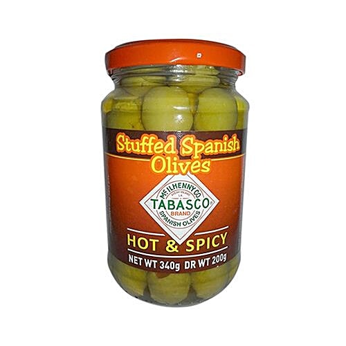 Buy Tabasco Spanish Olives Stuffed Hot Spicy 340 Gm Online at the Best