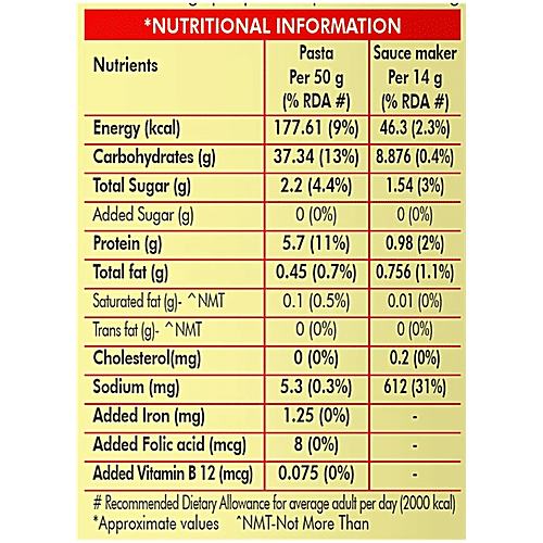 Weikfield Cheezy Creamy Instant Pasta, 64 g  Sporty Energy, Iron Fortified, Source of Protein, Fortified with Vitamin B12 & Folic Acid