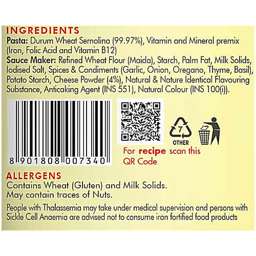 Weikfield Cheezy Creamy Instant Pasta, 64 g  Sporty Energy, Iron Fortified, Source of Protein, Fortified with Vitamin B12 & Folic Acid