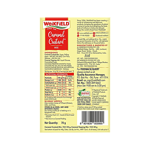 Weikfield Eggless Caramel Custard Mix, 70 g