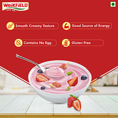 Weikfield Strawberry Flavour Custard Powder, 75 g Rich & Creamy, Gluten Free