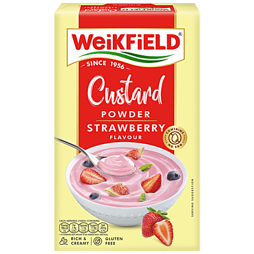 Weikfield Strawberry Flavour Custard Powder, 75 g Rich & Creamy, Gluten Free