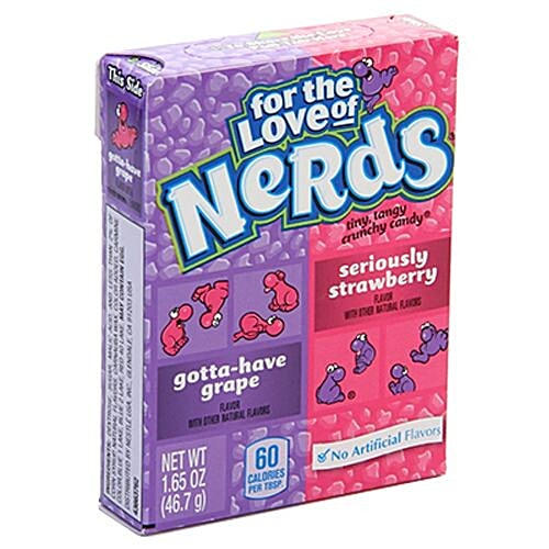 NeRds Tiny, Tangy Crunchy Candy - Seriously Strawberry + Gotta Have Grape Flavour, 46.7 g  No Artificial Flavours