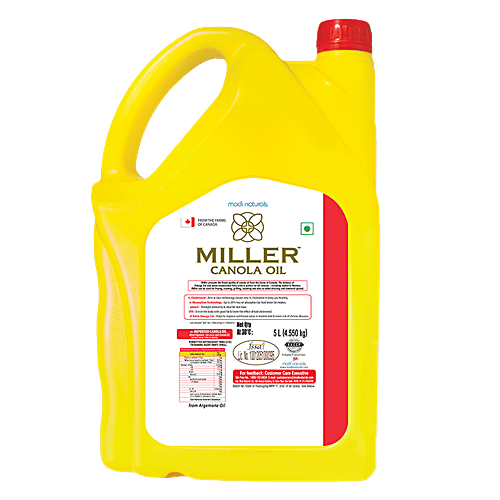 Miller Canola Oil - For All Types Of Cooking, 5 L  0% Trans Fat, 0% Cholesterol