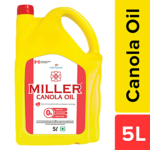 Miller Canola Oil - For All Types Of Cooking, 5 L  0% Trans Fat, 0% Cholesterol