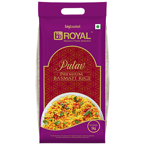 bb Royal Basmati Rice/Basmati Chawal - Pulav Premium, 5  kg Pouch 