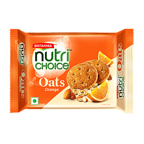 Britannia NutriChoice Oats Cookies - Orange Almond, 150 g  