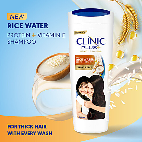 Clinic Plus Strong & Thick Shampoo - With Rice Water, Protein + Vitamin E, 355 ml  Protein & Vitamin E