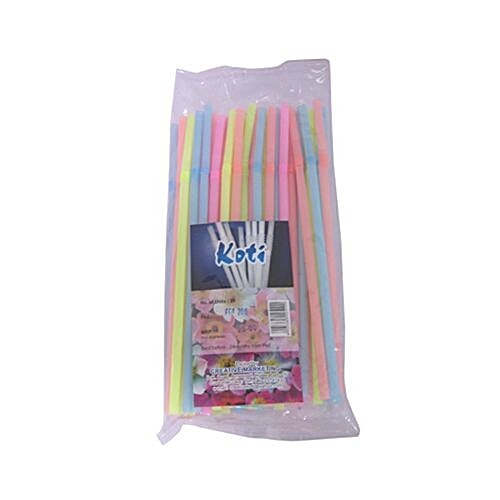 Koti Plastic Straw - With Bend, 50 pcs  