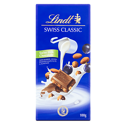 Lindt Swiss Chocolate - Classic Milk Raisin, 100 g  