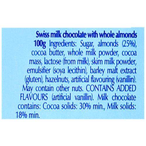 Lindt Swiss Milk Chocolate with Gently Roasted Almonds, 100 g  
