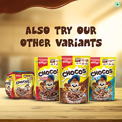Kellogg's Chocos - Crunchy Bites, 23 g  Source Of Fibre, Calcium, High In Protein, 10 Essential Vitamins & Minerals, Breakfast Cereals