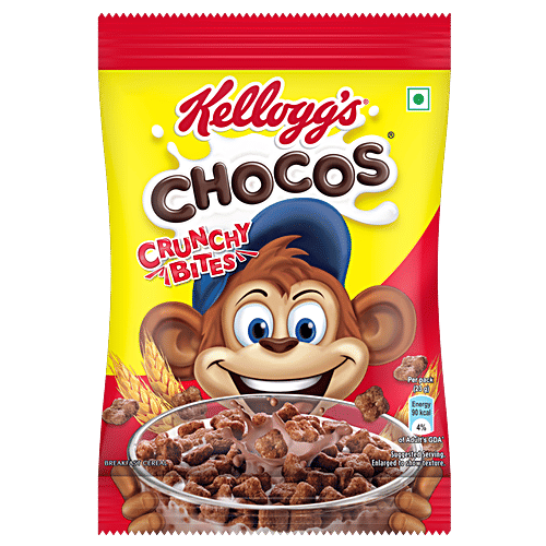 Kellogg's Chocos - Crunchy Bites, 23 g  Source Of Fibre, Calcium, High In Protein, 10 Essential Vitamins & Minerals, Breakfast Cereals