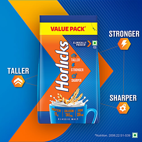 Horlicks Nutrition Drink Powder, 750 g Pouch Source of Protein,Calcium,Iron