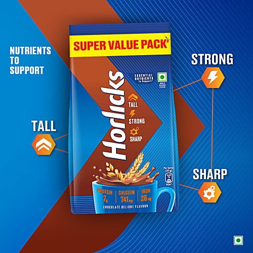 Horlicks Chocolate Delight Flavour Nutrition Drink, 750 g Refill Pack 