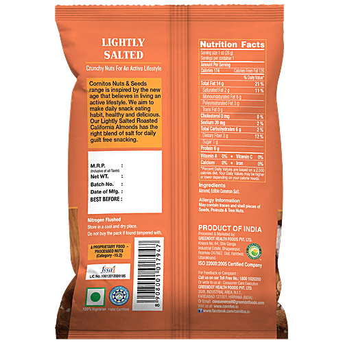 Cornitos Lightly Salted Roasted Almonds, 30 g Pouch Crunchy Nuts
 For An Active Lifestyle