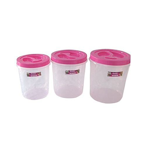 Suvidha Jumbo Container Combo Set - Pink, Plastic, Plain, Round, 3 pcs  100% Food Grade