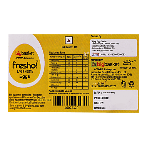 fresho! Farm Eggs, Regular, 12 pcs  