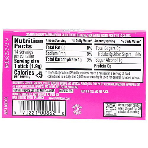 Trident Imported Bubblegum, 34 g  