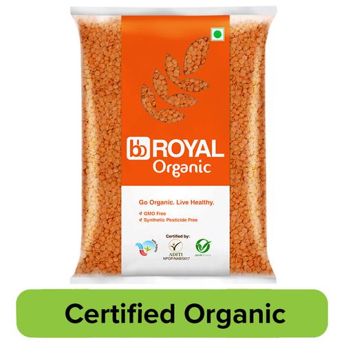 BB Royal Organic - Red Masoor Dal/Mysore Bele, Unpolished, 500 g  GMO Free, Synthetic Pesticide Free