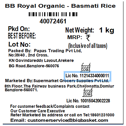 bb Royal Organic - Basmati Rice/Basmati Chawal, 1 kg  