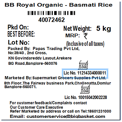bb Royal Organic - Basmati Rice/Basmati Tandul, 5 kg  