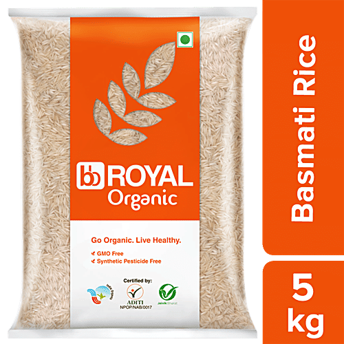 bb Royal Organic - Basmati Rice/Basmati Tandul, 5 kg  GMO Free, Synthetic Pesticide Free
