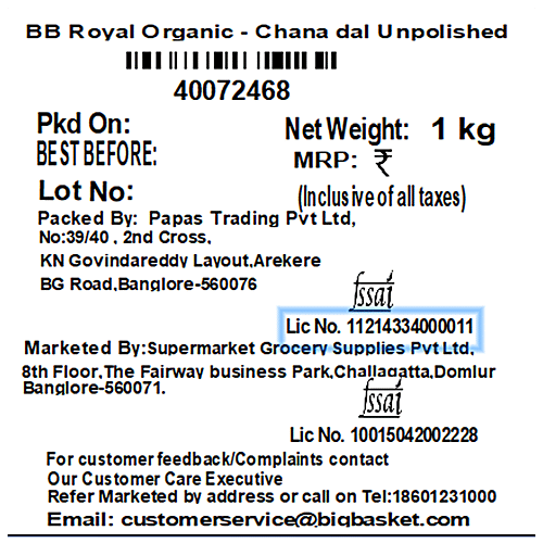 bb Royal Organic - Chana Dal/Channa Unpolished, 1 kg  