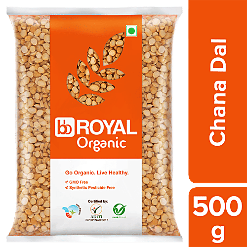 bb Royal Organic Chana Dal - Unpolished, 500 g  GMO Free, Synthetic Pesticide Free