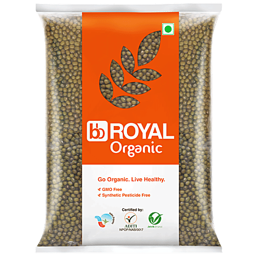 bb Royal Organic - Green Moong Whole, 1 kg  