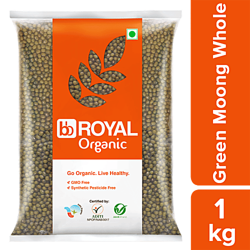 bb Royal Organic - Green Moong Whole, 1 kg  