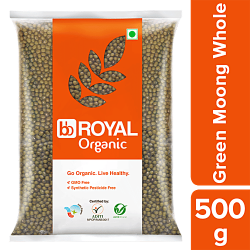 bb Royal Organic - Green Moong Whole, 500 g  