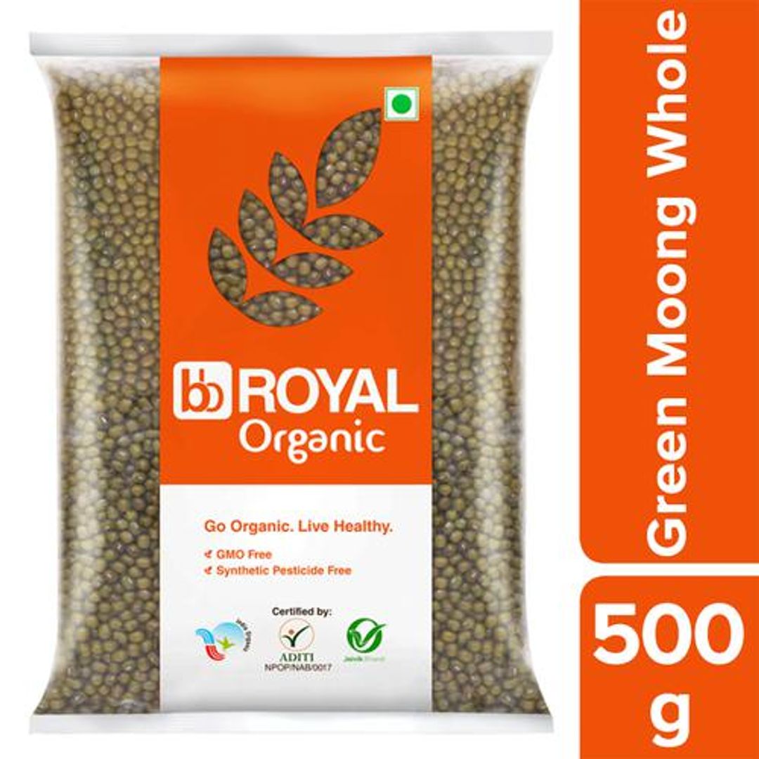 BB Royal Organic - Green Moong,Hesaru Kaalu - Whole, 500 g 