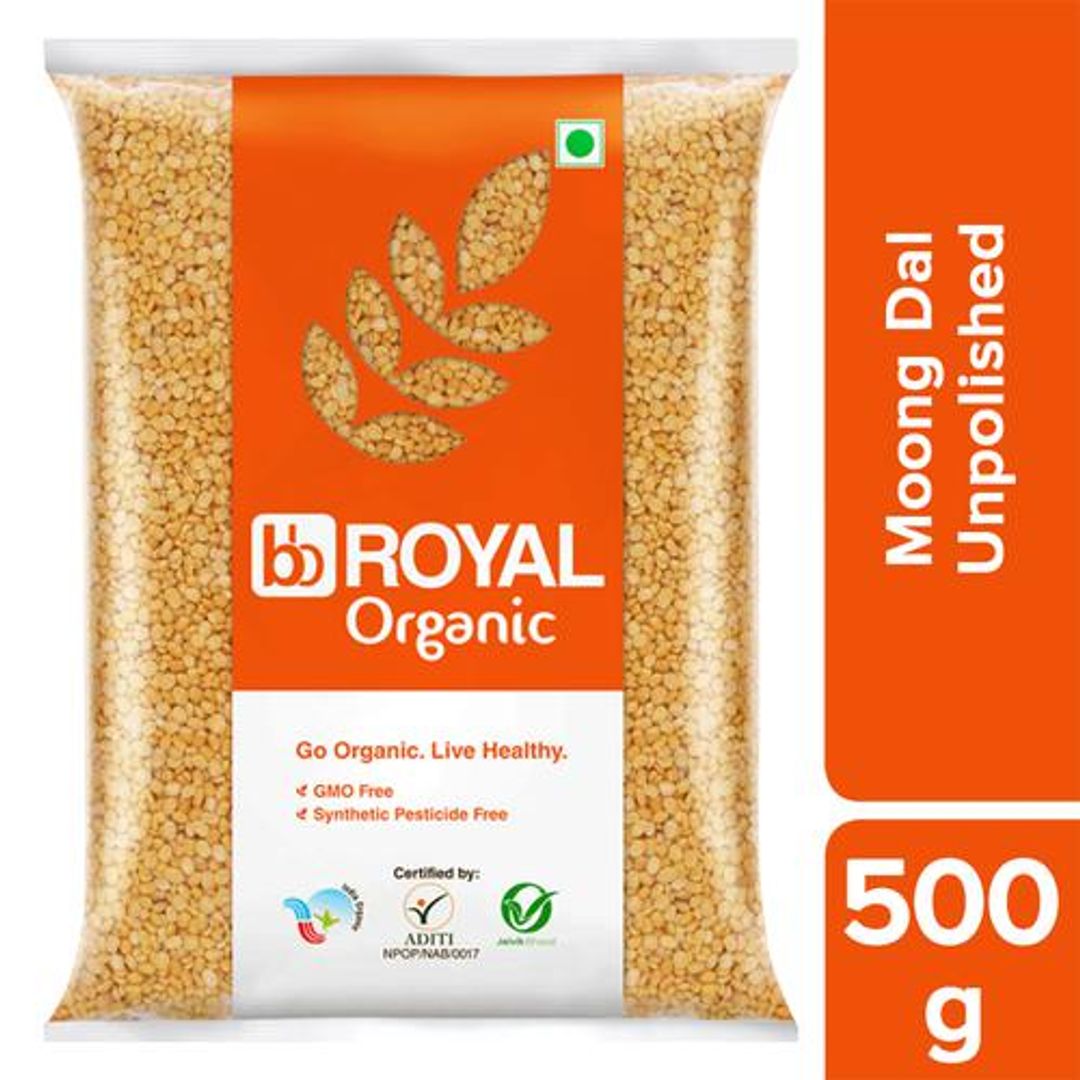 BB Royal Organic - Moong Dal/Hesaru Bele, Unpolished, 500 g 