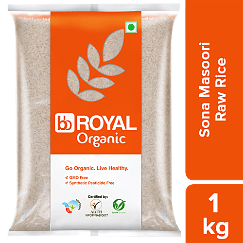 bb Royal Organic - Sona Masoori Raw Rice/Akki, 1 kg  